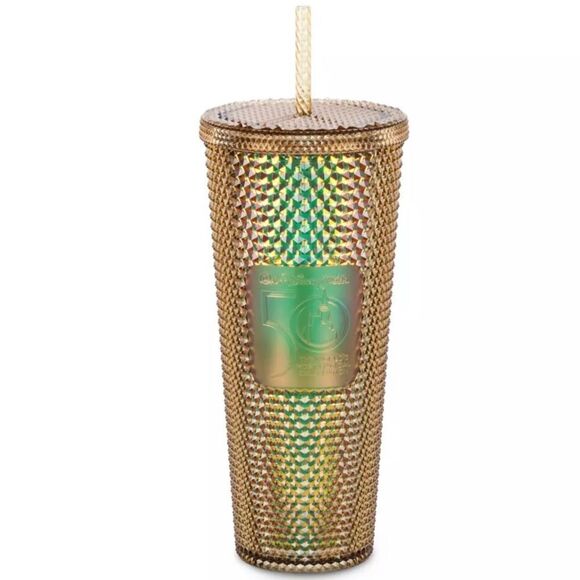 Walt Disney World 50th Anniversary Geometric Starbucks Tumbler with Straw – Gold - Picture 2 of 10